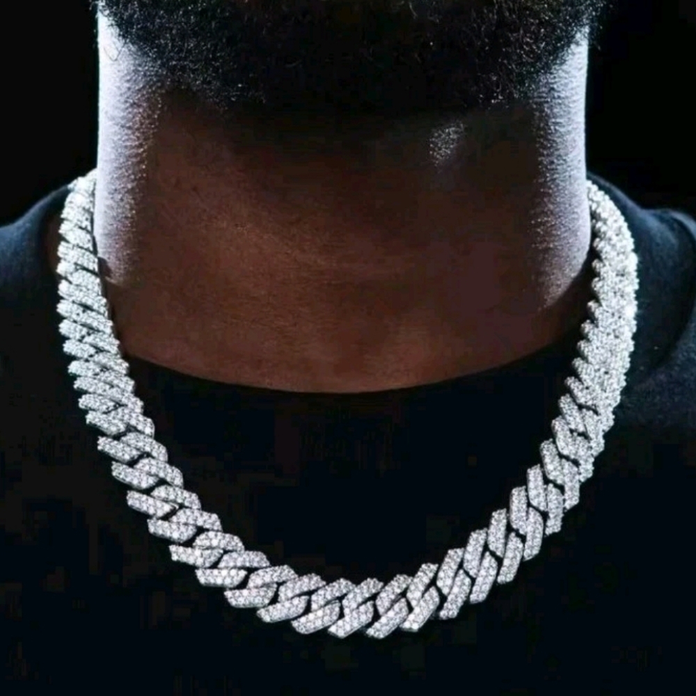 24” Silver Plated Iced Out Cuban Link Chain 14mm Thick Fully Blinged Necklace24”